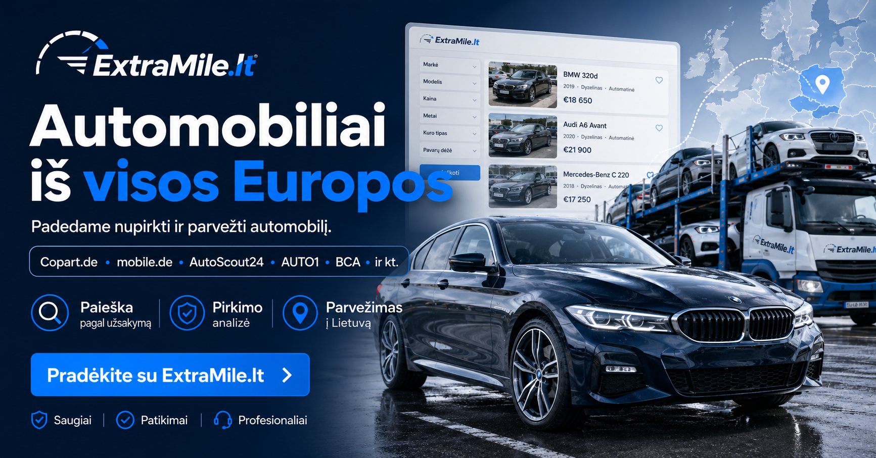 Kaip saugiai pirkti automobilį iš Europos: nuo paieškos iki pristatymo į Lietuvą